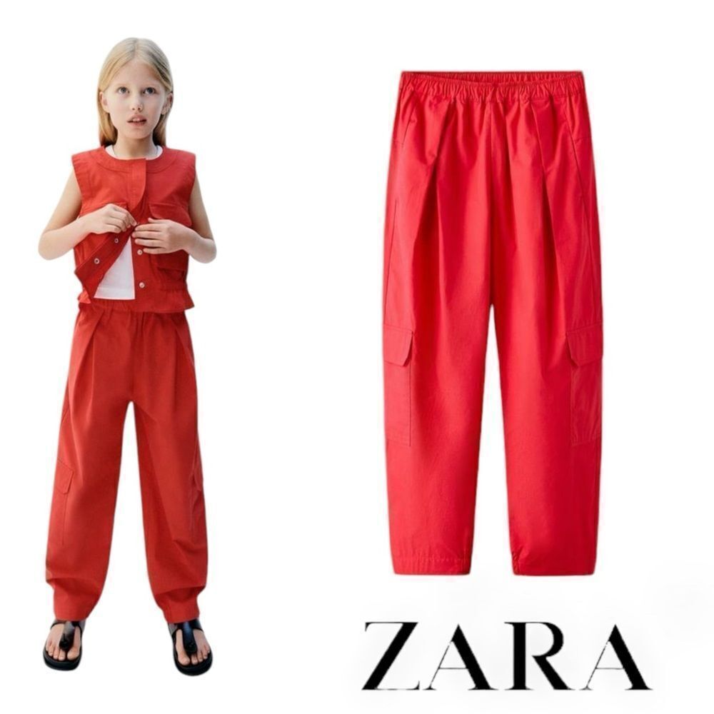 ZARA Kids | Red | CARGO POPLIN PANTS